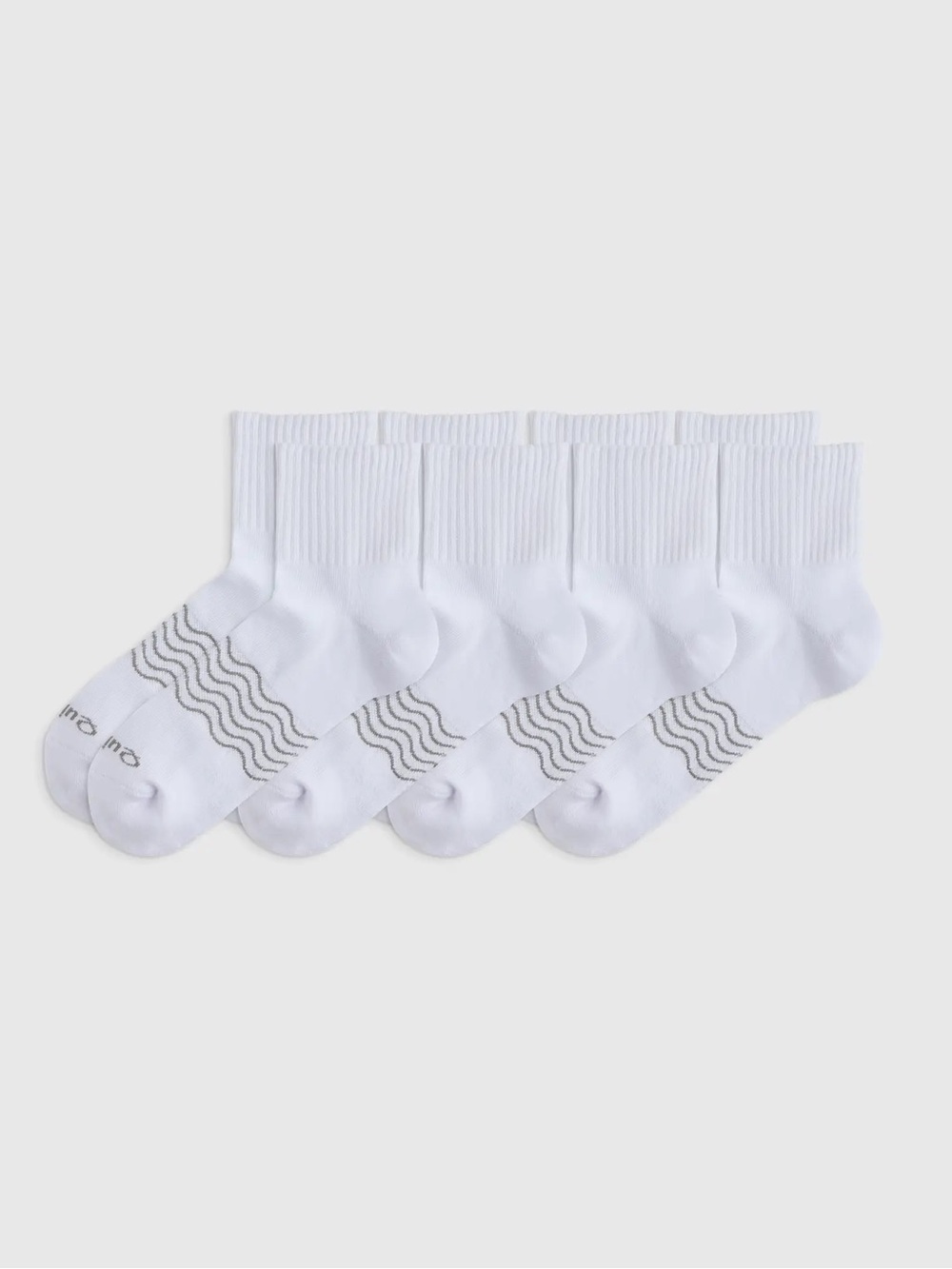 QUINCE 4 Pack Everyday Cotton Solid Quarter Socks Small White 8485